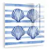 Vier schelpen - Blauw - Wit - Strepen plexiglas 5mm klein -zzzproduct_nieuw