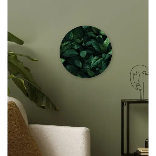 Bladeren - Ovaal - Groen - Nerven Wandcirkel plexiglas klein -sfeer3