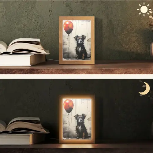 Graffiti - Hond - Ballon - Dieren Light Box met kabel (Tafellamp) klein -sfeer3