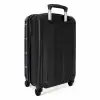 Donkerblauw ruitpatroon met roze visgraatlijnen NBS - Handbagage koffer - Kinderen Unisex middel -achterkant
