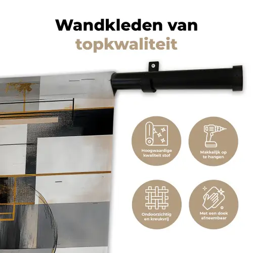 Abstract - Goud - Zilver - Vormen - Aesthetic - Modern Wandkleed katoen klein -sfeer2