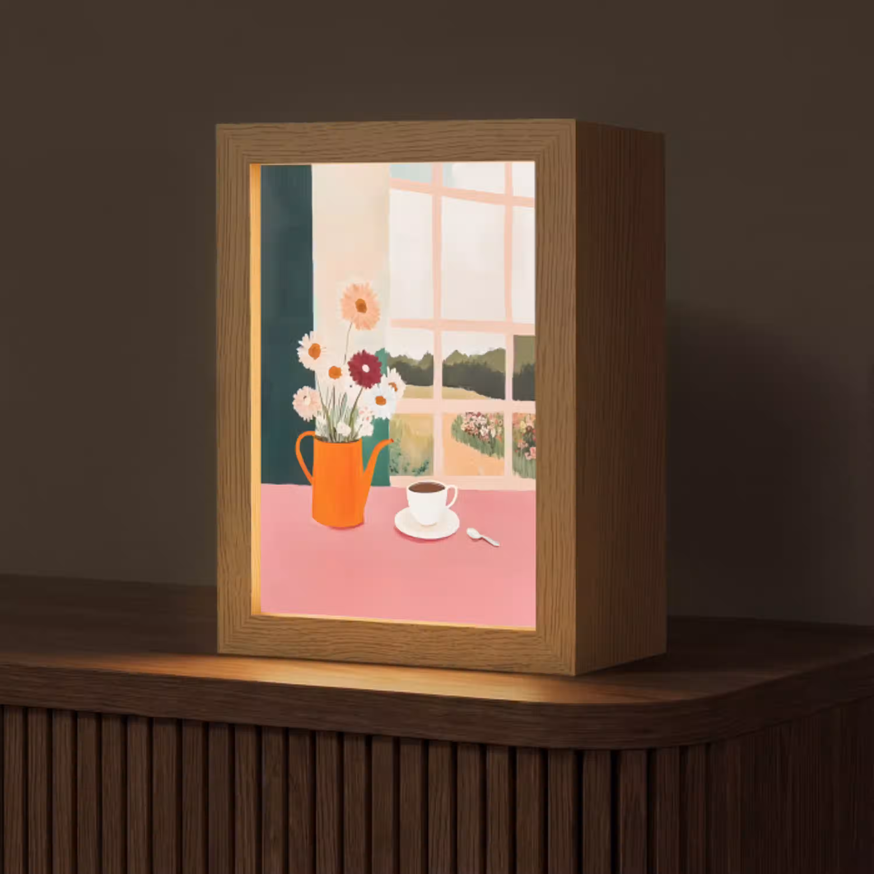 Bloemen - Koffie - Raam Light Box met kabel (Tafellamp) klein -z3d_website