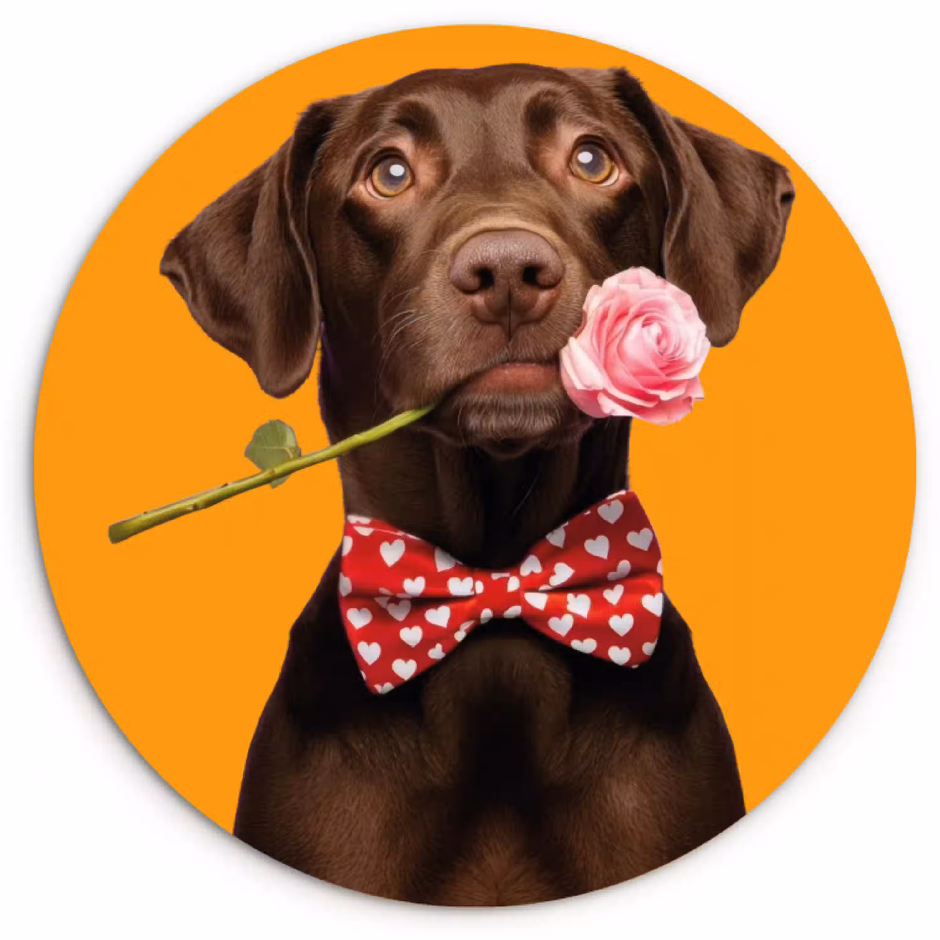 Hond - Oranje - Roos - Valentijn Wandcirkel plexiglas klein -3d