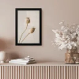 Papaverbollen - Droogbloemen - Minimalistisch - Beige - Rustig fotolijst zwart zonder passe partout klein -sfeer5