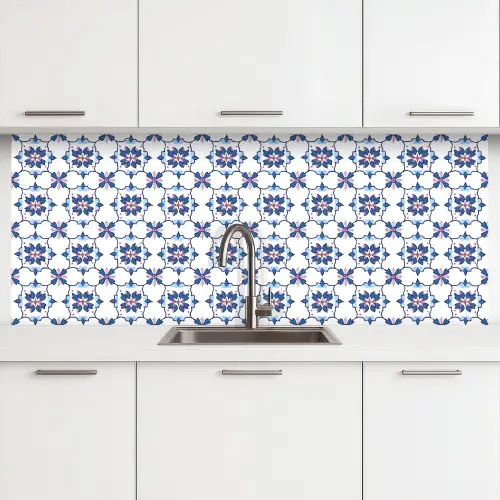 Modern - Patroon - Blauw - Roze keuken achterwand 2 middel 871 -3d