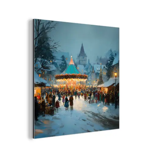 Winterkermis - Dorp - Kleurrijk aluminium wit klein -3d