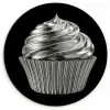 Cupcake - Luxueus - Zilver Wandcirkel kunststof plaat 5mm dik klein -3d