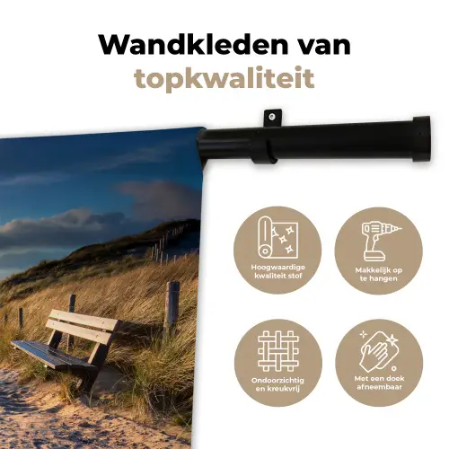 Zonsondergang - Strand - Duin - Gras - Bank Wandkleed katoen klein -sfeer2