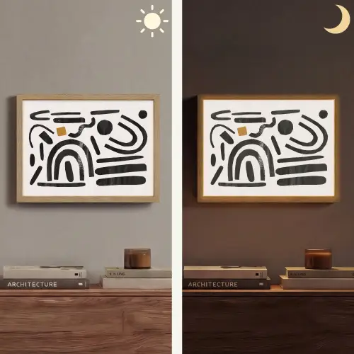 Abstract - Kunst - Vormen - Zwart Light Box met batterij (Wandlamp) middel -sfeer3