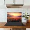 Landschap - Zonsondergang - Bloemenveld keuken achterwand spatscherm klein -sfeer2