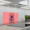 Paars - Kever - Stipjes - Bloemen keuken achterwand spatscherm klein -3d_schuin