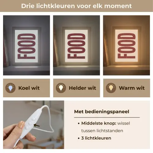 Eten - Japandi - Rood - Decoratie Light Box met kabel (Wandlamp) klein -USP_lichtkleurNL