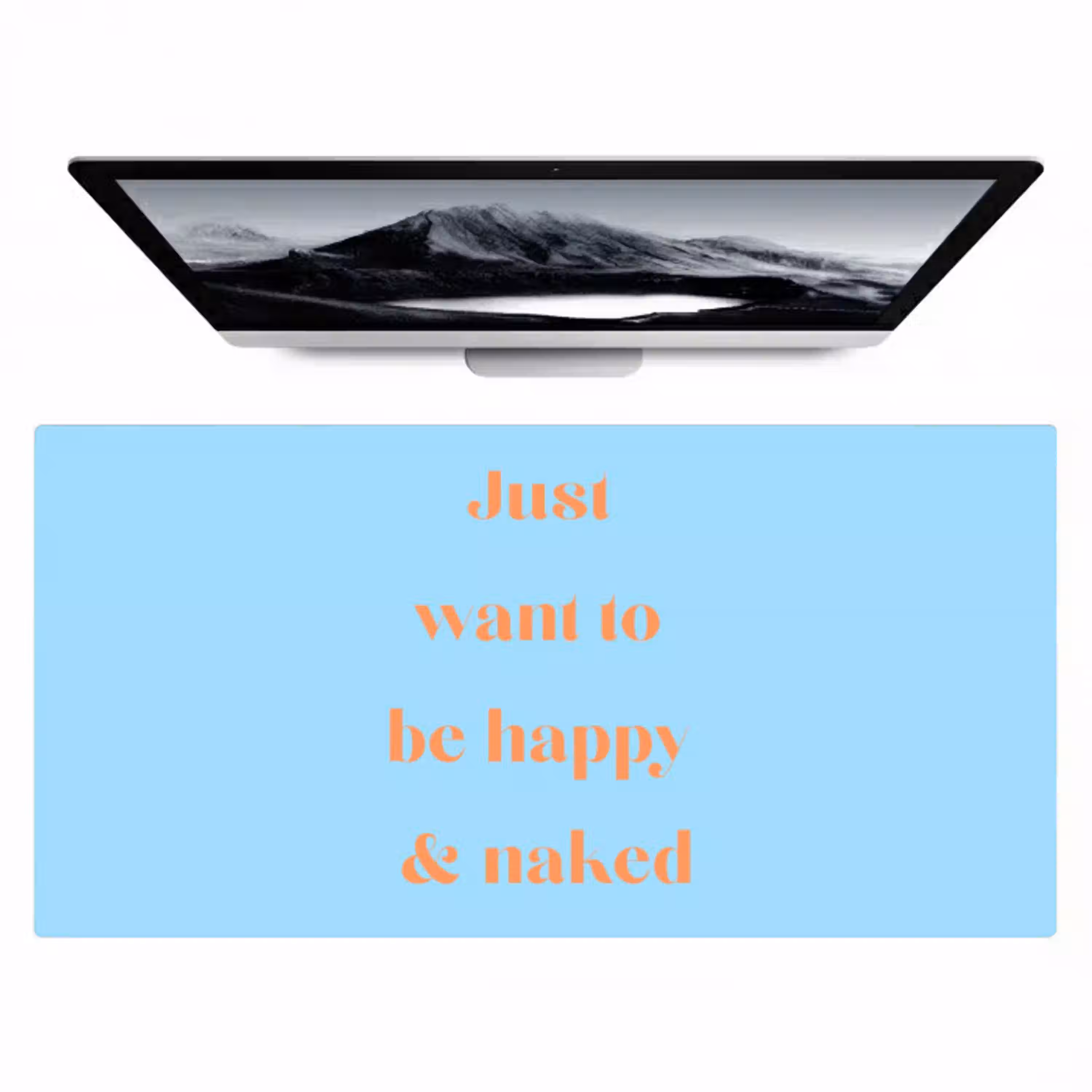 Blauw - Oranje - Just want to be happy & naked Muismat XXL klein -zzz3d
