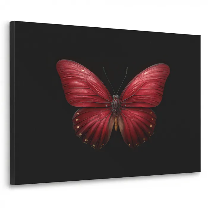 Vlinder - Rood - Minimalistisch Textielframe zwart klein -3d