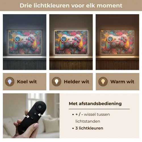 Graffiti - Gaming - Controller - Verf Light Box met batterij (Wandlamp) middel -USP_lichtkleurNL