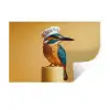 Ijsvogel - Pilaar - Koksmuts - Vogel Muursticker klein -3d
