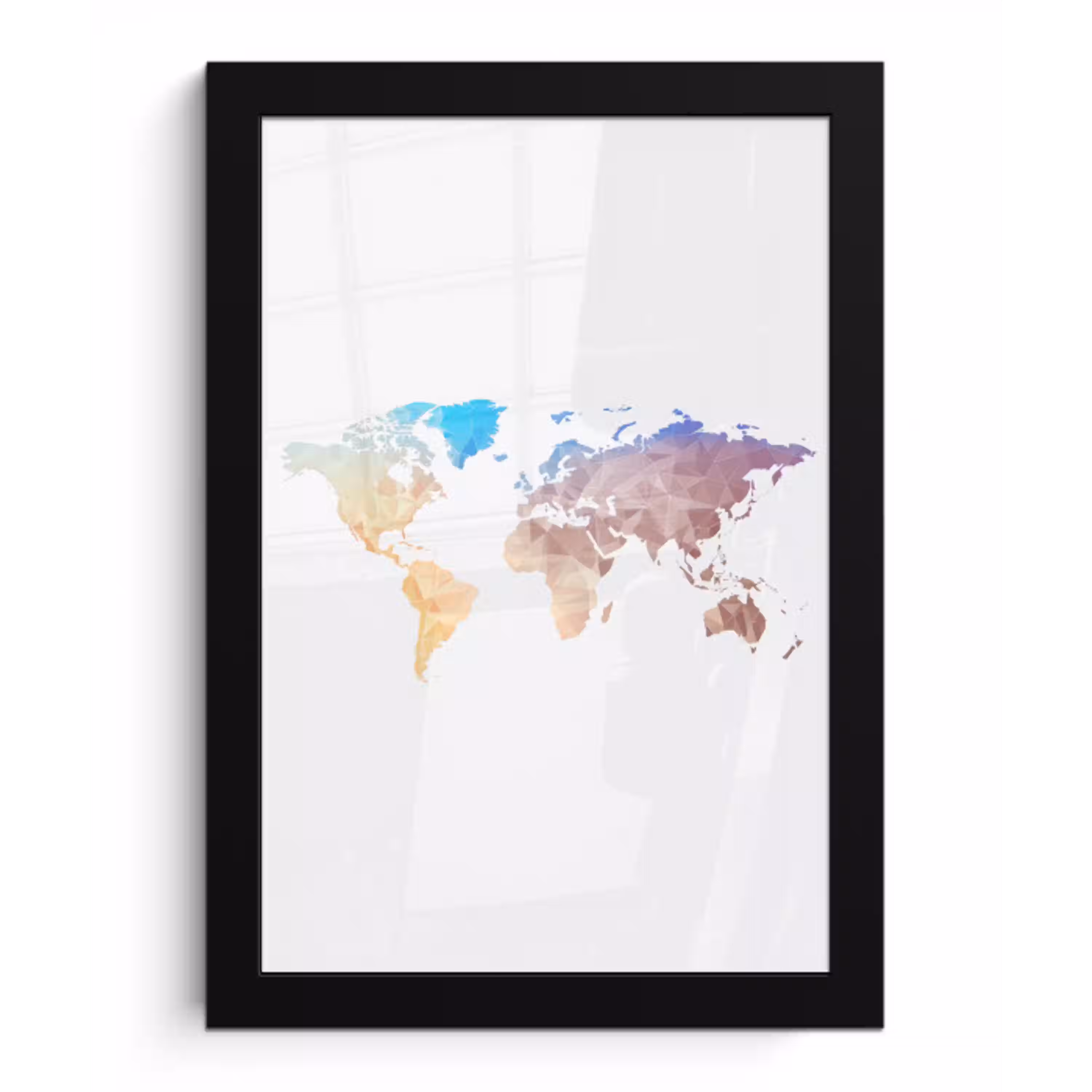 Wereldkaart - Pastel - Geometrie fotolijst zwart zonder passe partout klein -3d