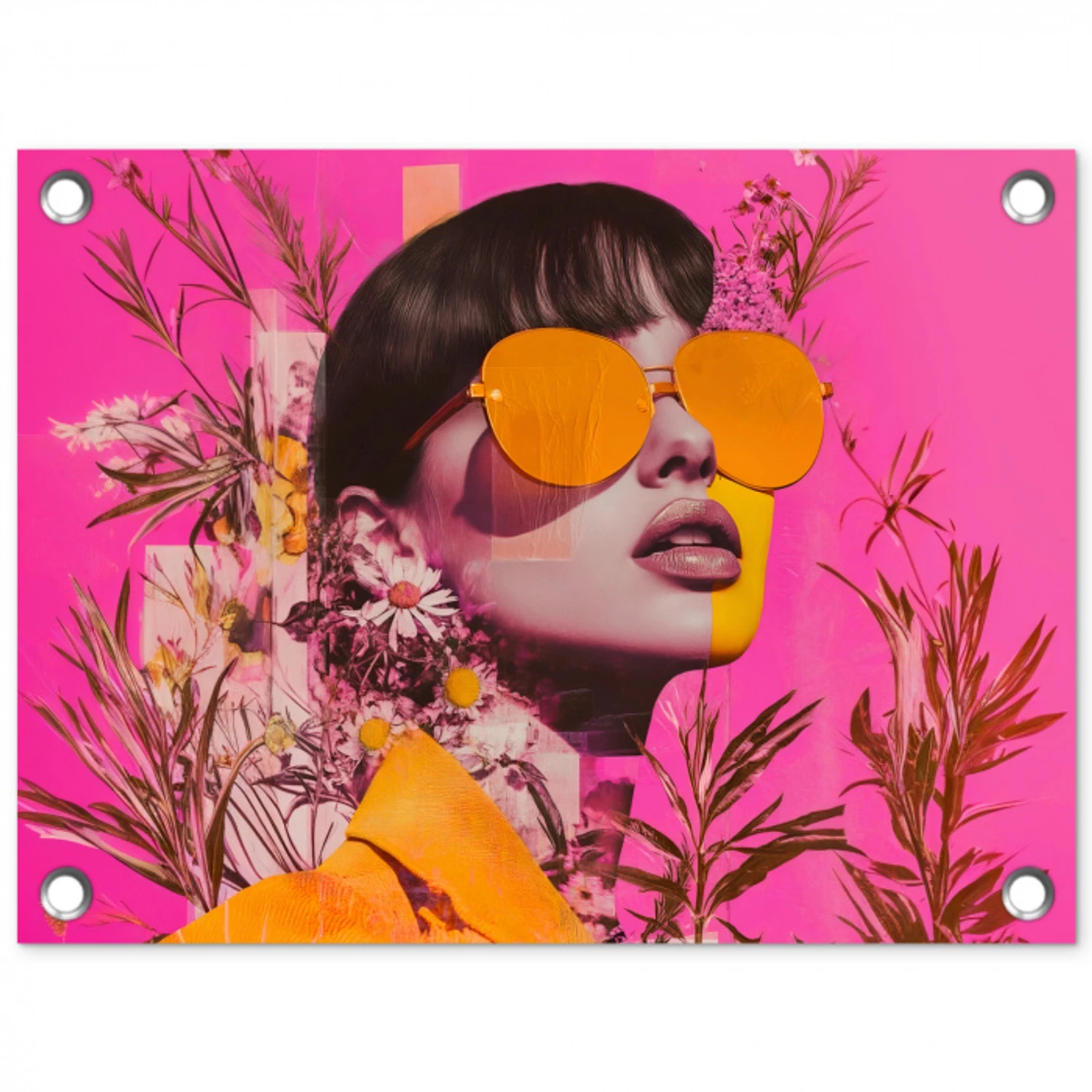 Zonnebril - Oranje - Vrouw - Planten tuinposter los doek klein -3d