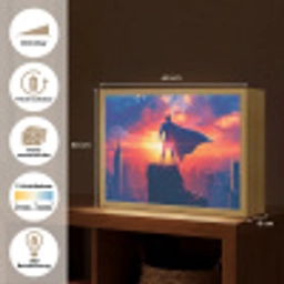Superheld - Stad - Jongens - Kleurrijk - Zon Light Box met batterij (Wandlamp kind) middel -USP_websiteoverzichtDE