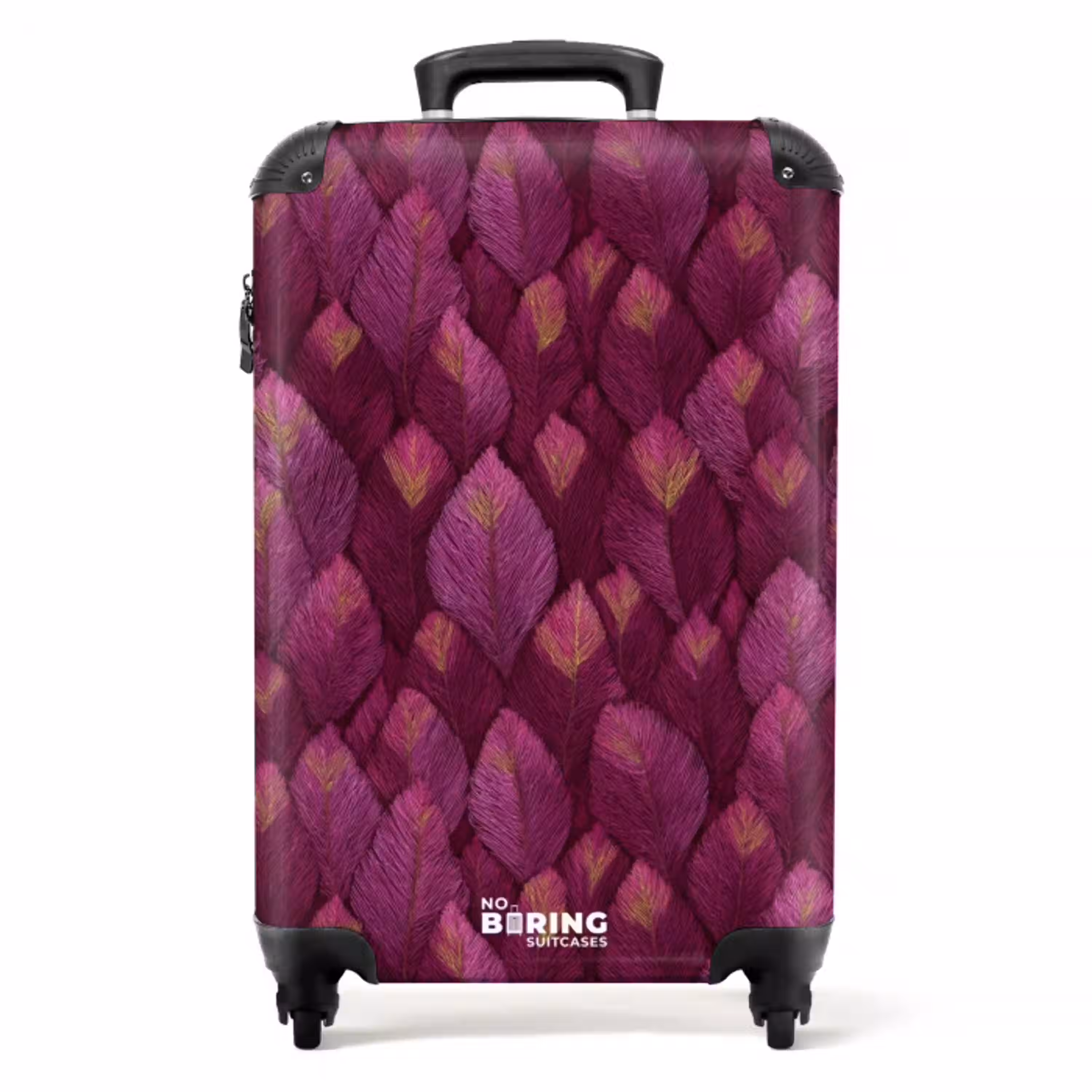 Bladeren - Patroon - Burgundy NBS - Handbagage koffer - Volwassenen Unisex middel -productfoto_recht