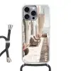 Terras - Stoelen - Strand - Beige Hoesje iPhone 16 Pro Max met koord klein -3d