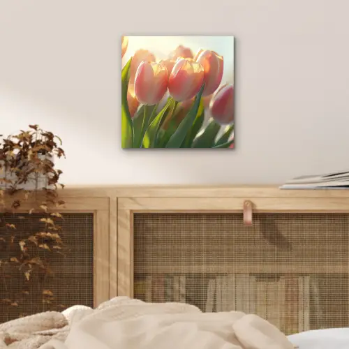 Tulpen - Roze - Zonnestralen aluminium wit klein -sfeer3