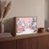 Kerstdorp - Roze - Winter - Sneeuw - Huizen Light Box met batterij (Wandlamp) middel -sfeer2