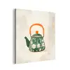 Theepot - Groen - Bloemen - Oranje aluminium wit klein -3d