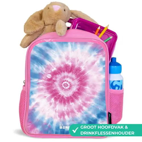 Tie dye - Abstract - Blauw - Roze Kinderrugzak - Roze middel -inhoud_NL