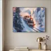 Kersttrein - Sneeuw - Winter - Kerst Textielframe zwart klein -sfeer2