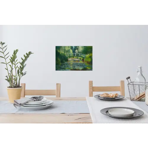 Brug - Hout - Vijver - Waterlelies Muursticker klein -eettafel