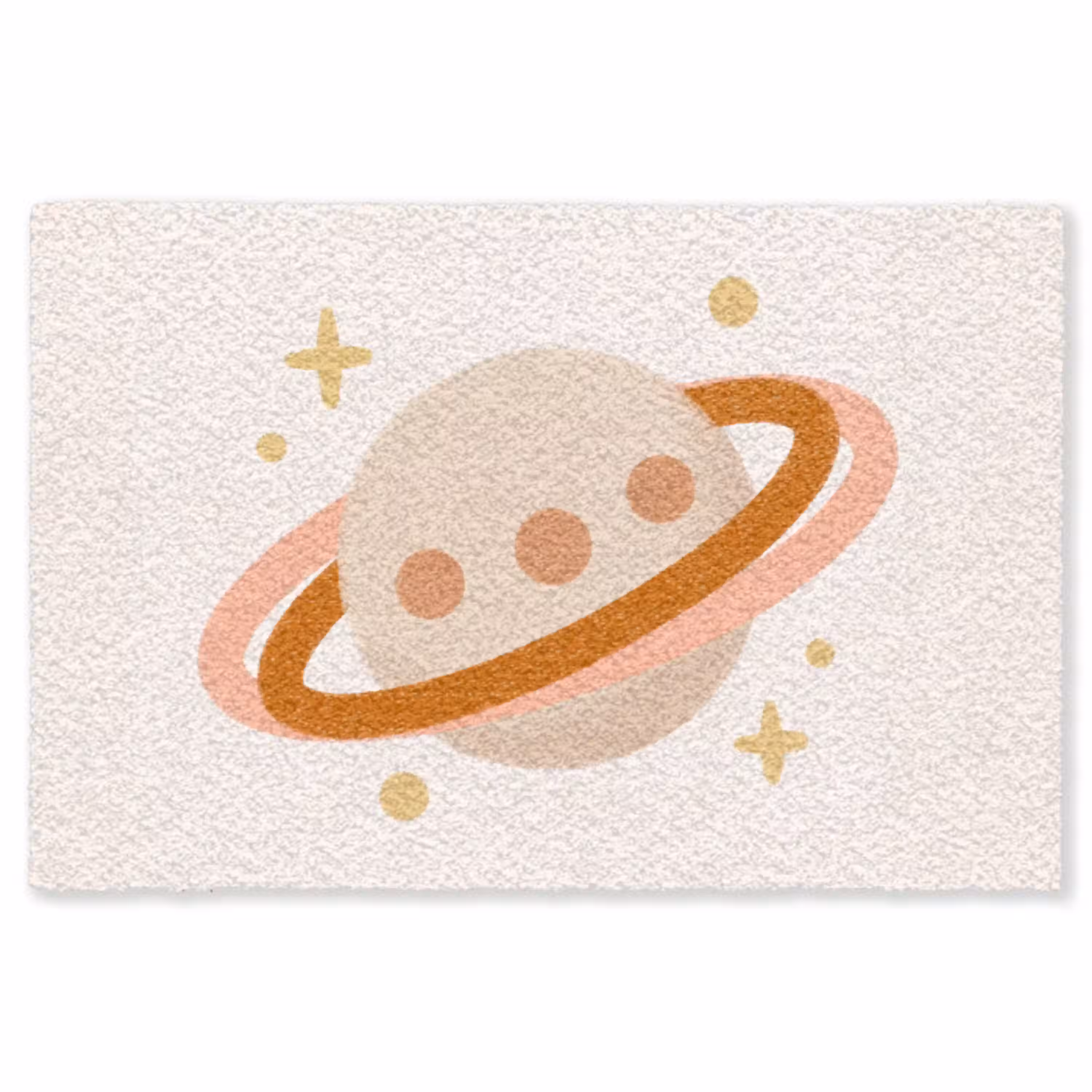 Planeet - Ringen - Ruimte - Illustratie - Beige Vloerkleed Rechthoek klein -3d