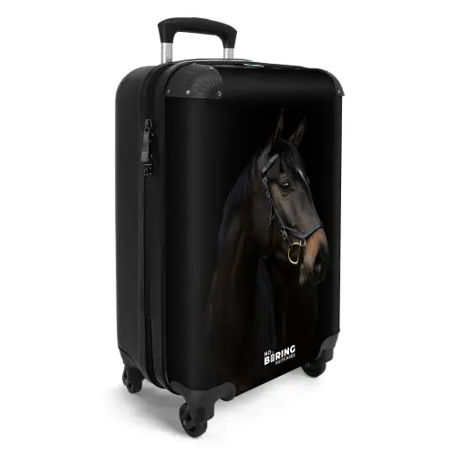 Elegant zwart paard Koffer - NBS - Handbagage middel -productfoto_3d