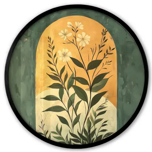 Plant - Bloemen - Wit Fotolijst rond zonder passe partout klein -3d