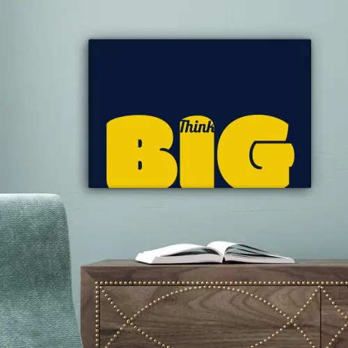Think big - Blauw - Geel canvas 2cm klein -sfeer4