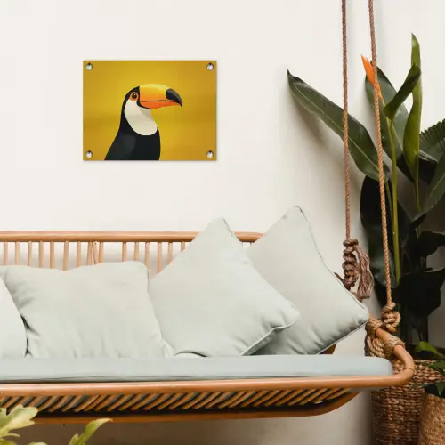 Toekan - Minimalistisch - Snavel - Oranje tuinposter los doek klein -sfeer7