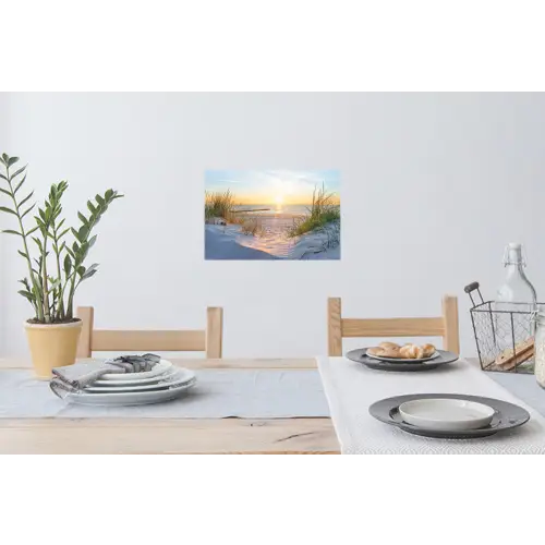 Strand - Zon - Duin - Gras - Zand - Horizon Muursticker klein -eettafel