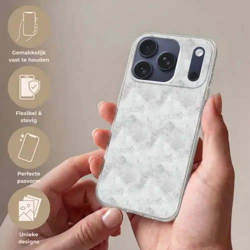 Lichtgrijs - Ruw - Subtiel Telefoonhoesje iPhone 17 Pro klein 878 -sfeer3_NL