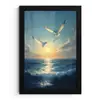 Meeuwen - Zee - Wolken -Blauw fotolijst zwart zonder passe partout klein -3d