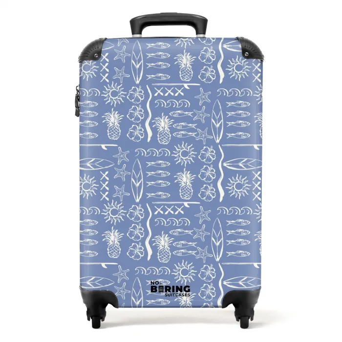 Blauwe surf patroon NBS - Handbagage koffer - Kinderen Unisex middel -productfoto_recht