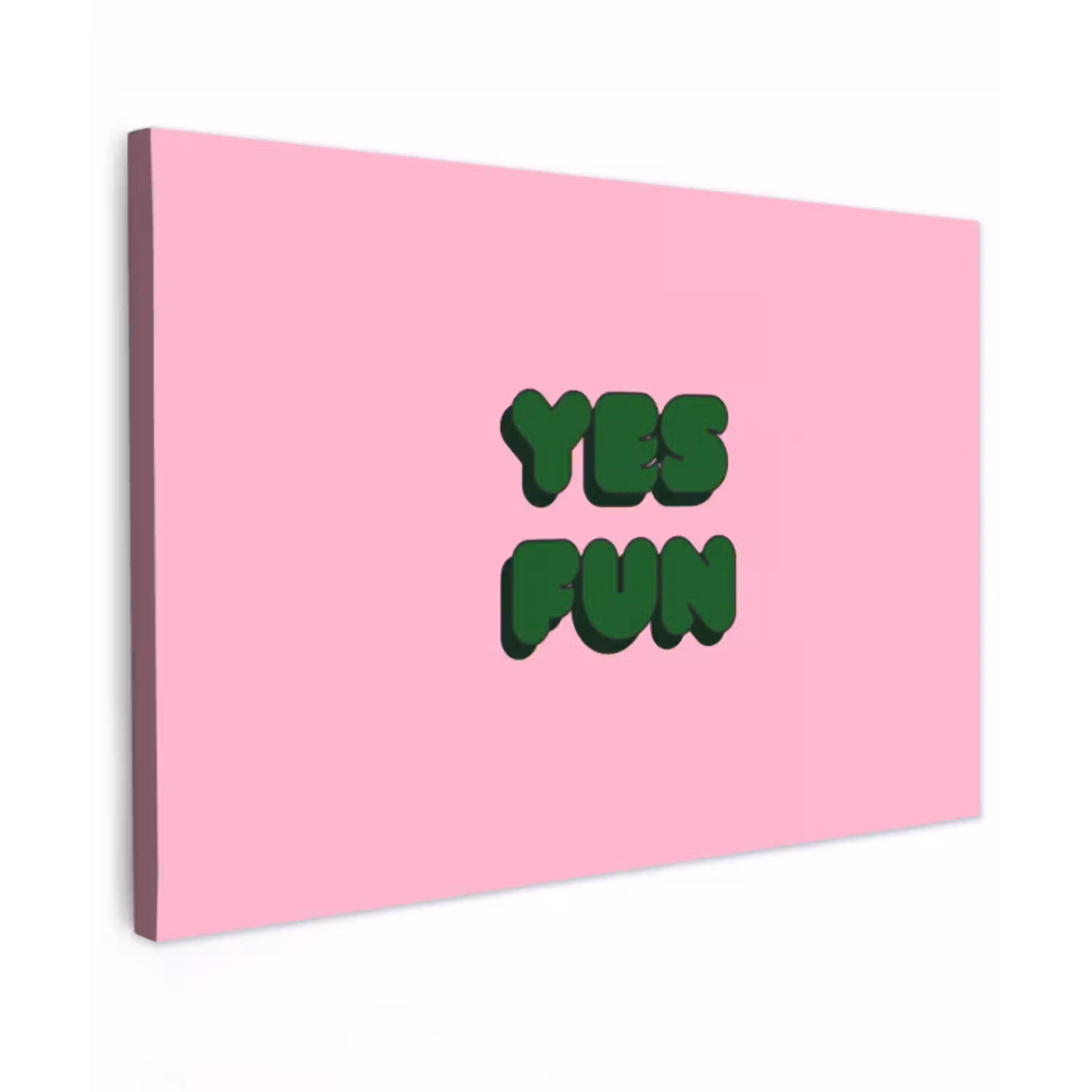 Yes fun - Groen - Roze canvas 2cm klein -z3d