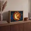 Mozaïek - Glas - Maan - Donkerblauw Light Box met batterij (Wandlamp) middel -sfeer2