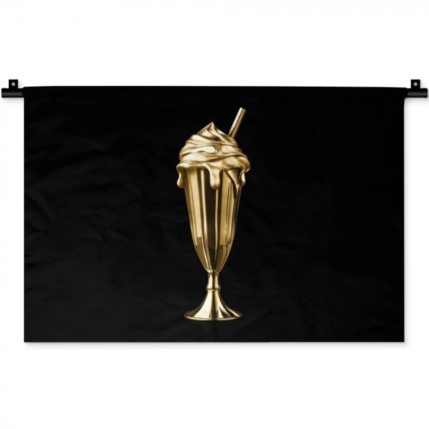 Milkshake - Goud - Drinken - Zwart Wandkleed katoen klein -zz3d