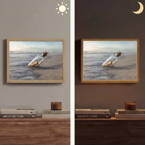 Glazenfles - Post - Zee - Zand Light Box met batterij (Wandlamp) middel -sfeer3