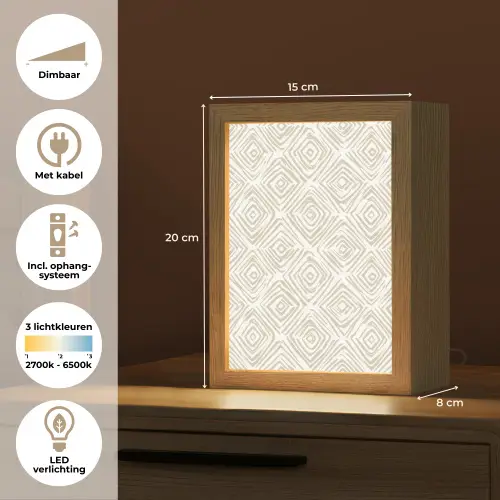 Abstract - Ruit - Beige Light Box met kabel (Tafellamp) klein 925 -USP_NL