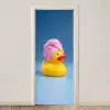 Badeend - Handdoek - Blauw deurposter klein -3d_beige