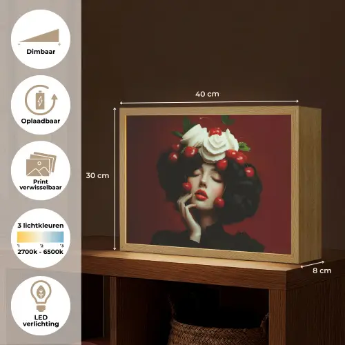 Vrouw - Kersen - Slagroom Light Box met batterij (Wandlamp) middel -USP_websiteoverzichtNL
