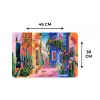 Geel - Blauw - Oranje - Huis Placemat vinyl groot -specs