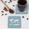Wereldkaart - Oceaan - Realistisch - Blauw onderzetter kurk middel -sfeer2