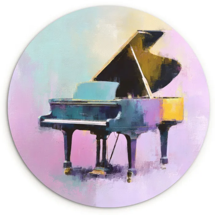 Piano - Pastel - Elegant - Dromerig Wandcirkel kunststof plaat 5mm dik klein -3d